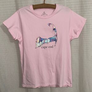 CUFFY’S L Pastel Colors Pink Blue Cape Cod Short Sleeve Relaxed Fit Cotton Tee